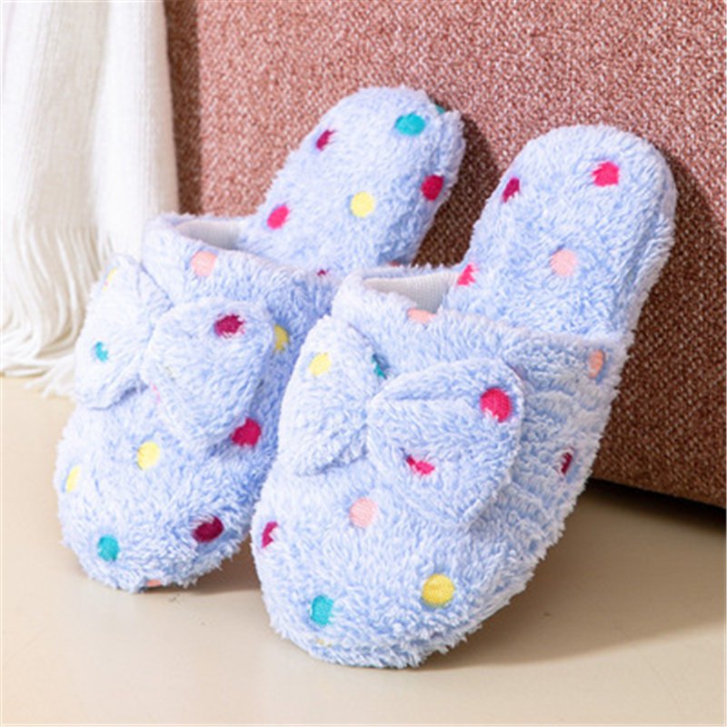 Women's Slippers New Bow Cotton Slippers Ladies Cute Winter Warm Indoor Non-Slip Home Shoe Cute House Slippers