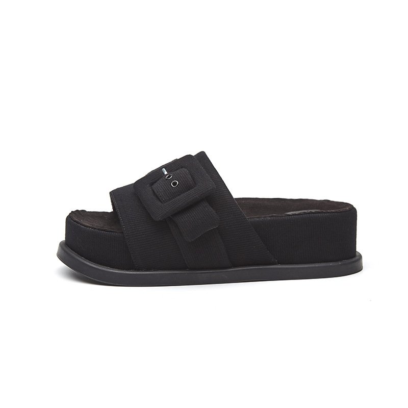 Hot Sale Breathable Comfort Beach Summer Woman Thick Heel Buckle Upper Slides Slippers