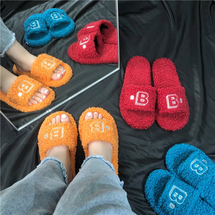 Custom Logo Customized Fashion Soft Women's Faux Fur Sexy Plush Ladies Women Fur Slides Slippers Sandals For Women