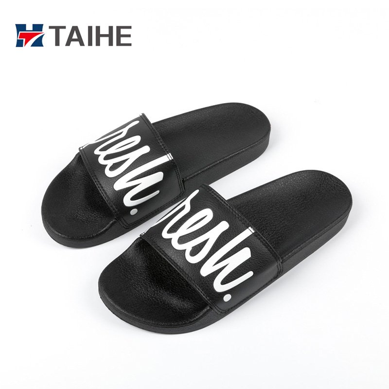 Summer Men's Slides Slipper Custom PVC PU Embossed Logo Slides Slipper Sandals Summer Shoes Wholesale 7 -10 Days Customized Size