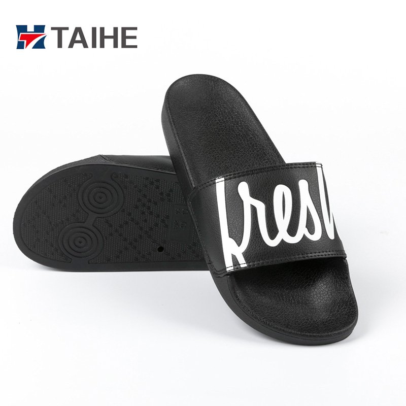 Summer Men's Slides Slipper Custom PVC PU Embossed Logo Slides Slipper Sandals Summer Shoes Wholesale 7 -10 Days Customized Size