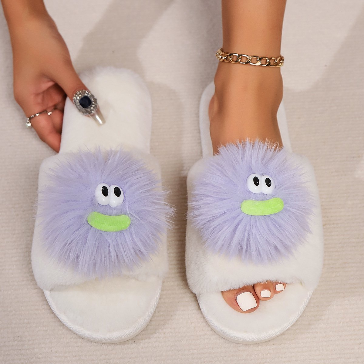 Winter fur shoes Indoor Soft Fur Slipper Indoor Warm Home Slippers Soft Bedroom Slippers