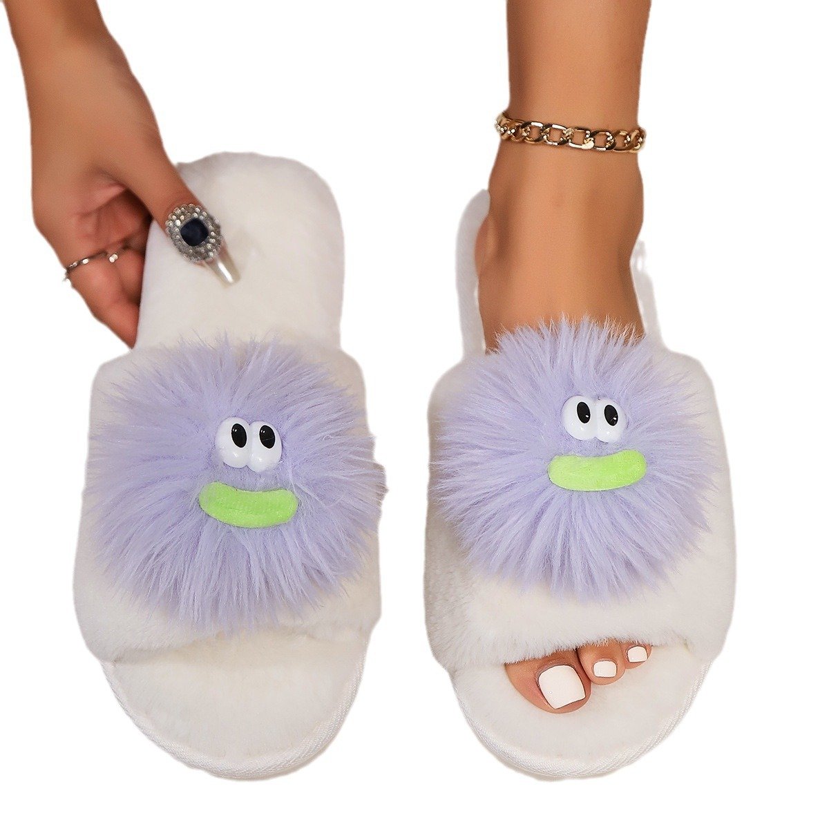 Winter fur shoes Indoor Soft Fur Slipper Indoor Warm Home Slippers Soft Bedroom Slippers