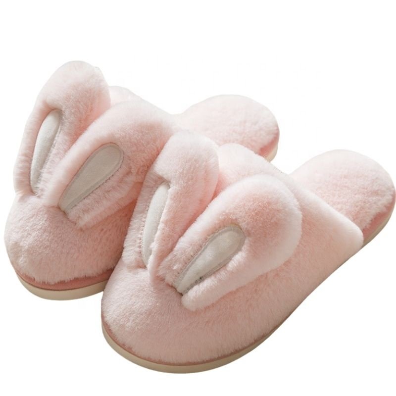 Winter New Warm Plush Animal Unicorn Slippers Cute Plush Rabbit Non-slip Indoor Home Slippers