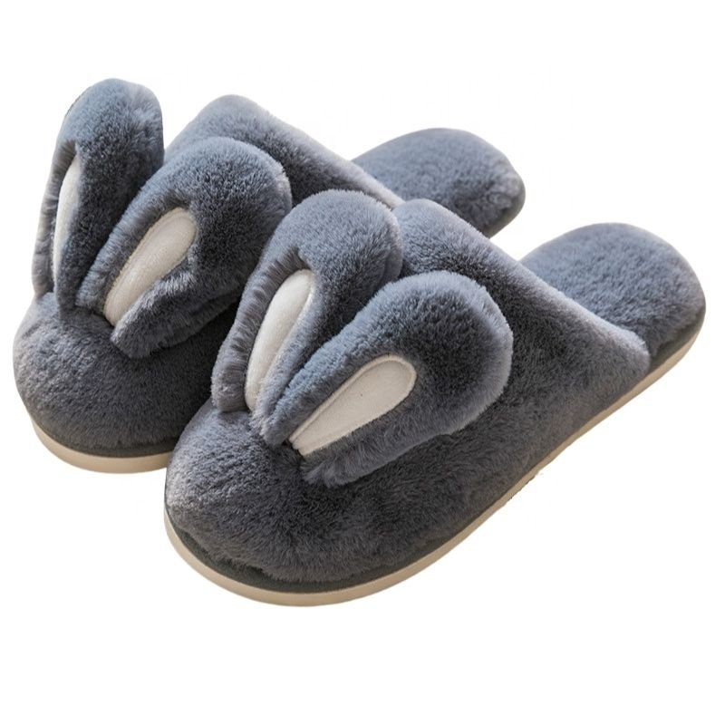 Winter New Warm Plush Animal Unicorn Slippers Cute Plush Rabbit Non-slip Indoor Home Slippers