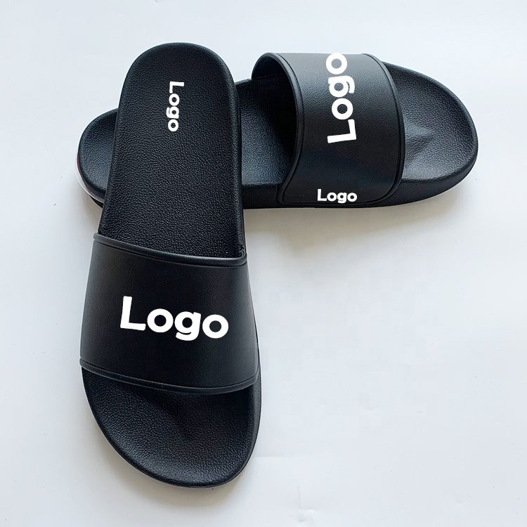 High Quality Men's Custom Logo Soft Air Cushion Slides Slippers 3-D Rubber Embossed anti-slip Slides Footwear Sandals