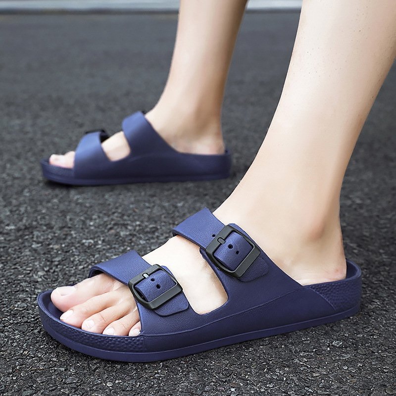 Women's Thick Bottom Adjustable Double Buckle Slides Comfortable and lightweight Home EVA Flat Slippers Summer sliding slip ons