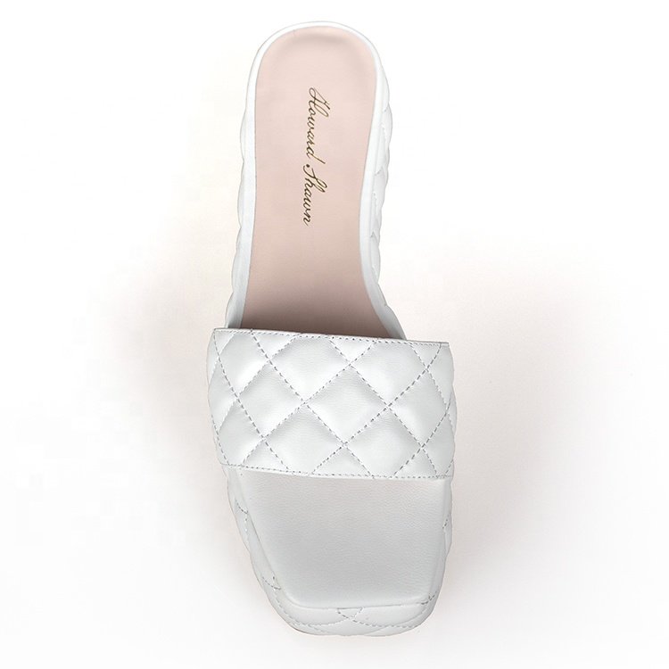 Hot Sale Summer Sandals White PU Women Shoes with High Heel Platform Cheap Fashion Anti-Slippery Lightweight for Beach Use