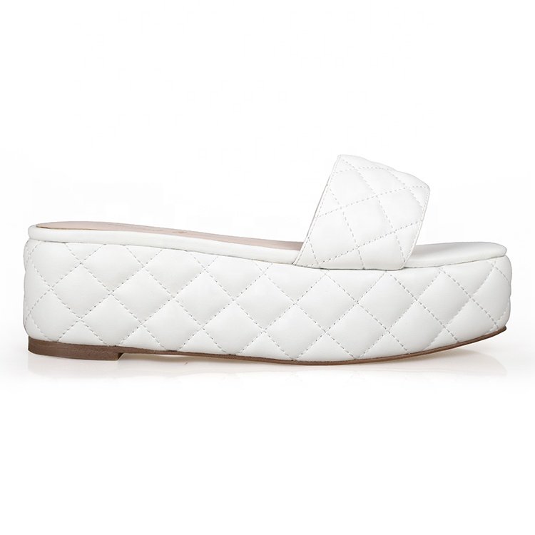 Hot Sale Summer Sandals White PU Women Shoes with High Heel Platform Cheap Fashion Anti-Slippery Lightweight for Beach Use