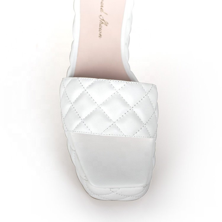 Hot Sale Summer Sandals White PU Women Shoes with High Heel Platform Cheap Fashion Anti-Slippery Lightweight for Beach Use
