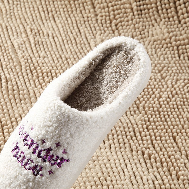 New Arrival Zapatos de Mujer Lady Female Lavender Winter Soft Fleece Towel Flat Plush Fluffy Fur Home Slippers for Women