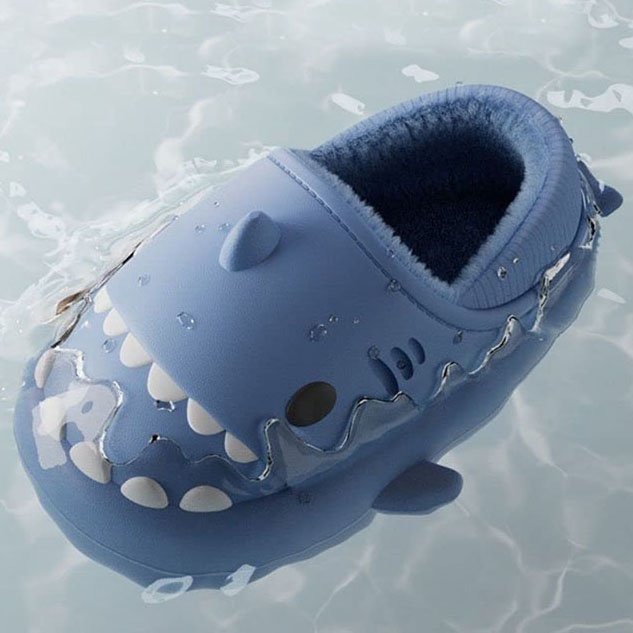 Cozy Winter Fashion House Slippers Cute Plush Shark Slides EVA Insole Fur Lining Anti-Slip Shark Slides Slipper