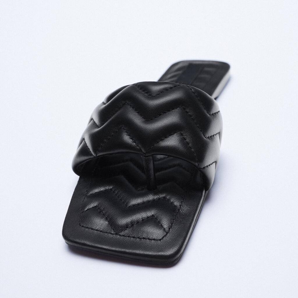 2024 Summer European American Open Toe Woven Flat Shoes for Women Black Leather Lined Beach Slippers Sandals-Wholesale