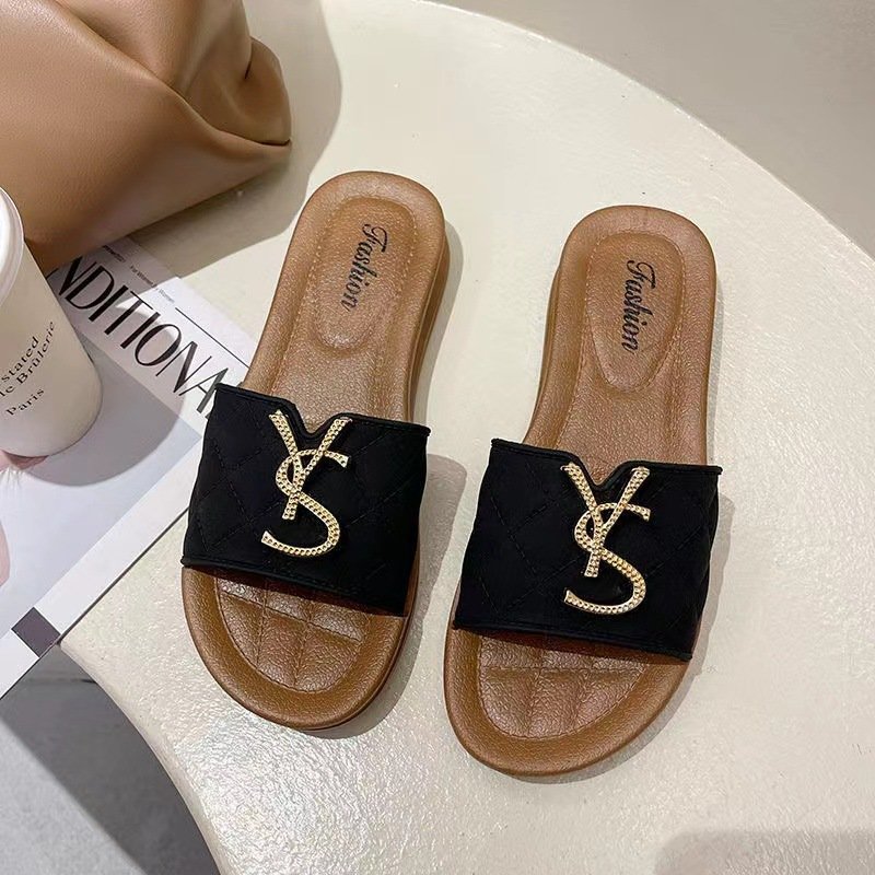 High-End Exquisite Summer Fashion Women Thick Bottom Flat Sandals PVC Soft Sole Open Toe Slide Slippers For Women And Ladies