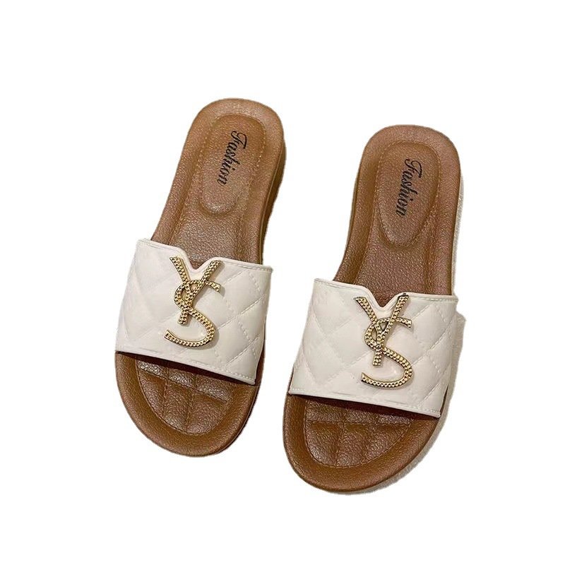 High-End Exquisite Summer Fashion Women Thick Bottom Flat Sandals PVC Soft Sole Open Toe Slide Slippers For Women And Ladies