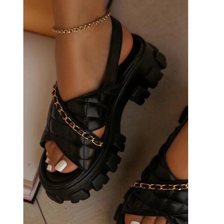 New Design Summer Platform Chunky Sandals Women Outdoor Casual Slides Slippers Shoes Casual Daily Life PVC PU Women Female Lady