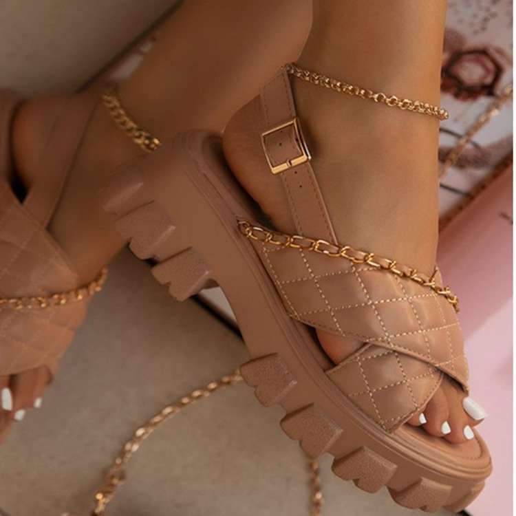New Design Summer Platform Chunky Sandals Women Outdoor Casual Slides Slippers Shoes Casual Daily Life PVC PU Women Female Lady