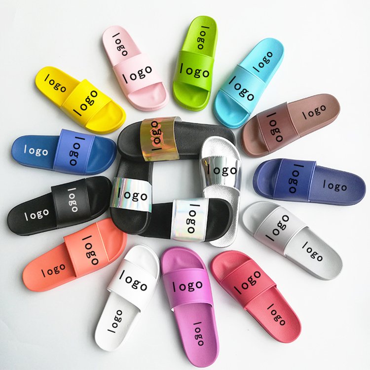 2021 New Design Custom logo Slides Sandals With Logo PVC Beach Bath Slippers For Women And Men