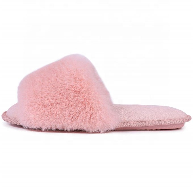 2018 New Faux Fur Women Open Toe Spa Fur Slides Slippers