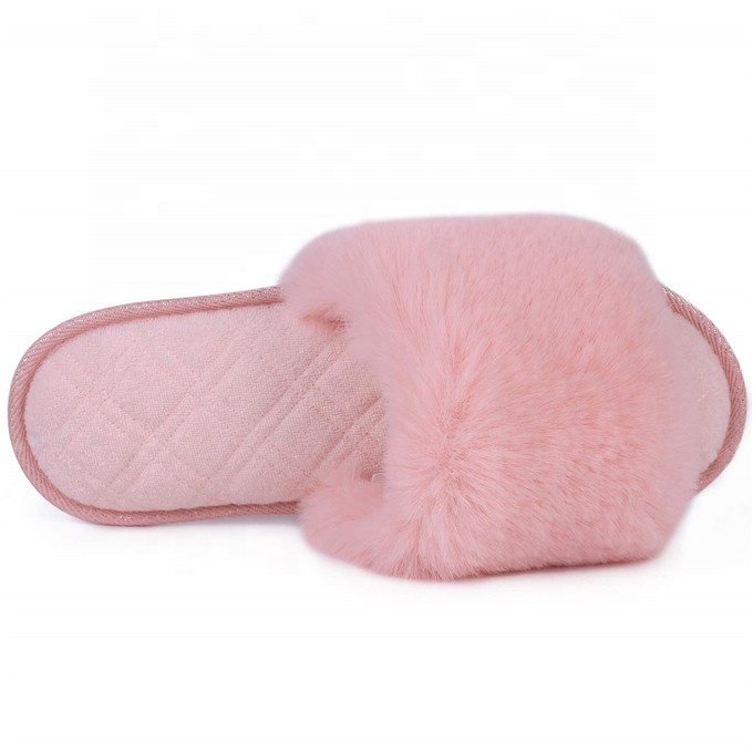 2018 New Faux Fur Women Open Toe Spa Fur Slides Slippers