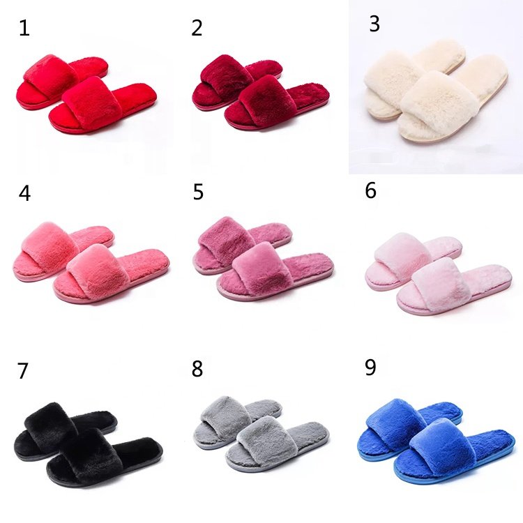 Women's Slip on Fuzzy Slippers Flat Sole House winter Slippers Outdoor Indoor Warm Short Plush Bedroom Shoes with Fur Lining