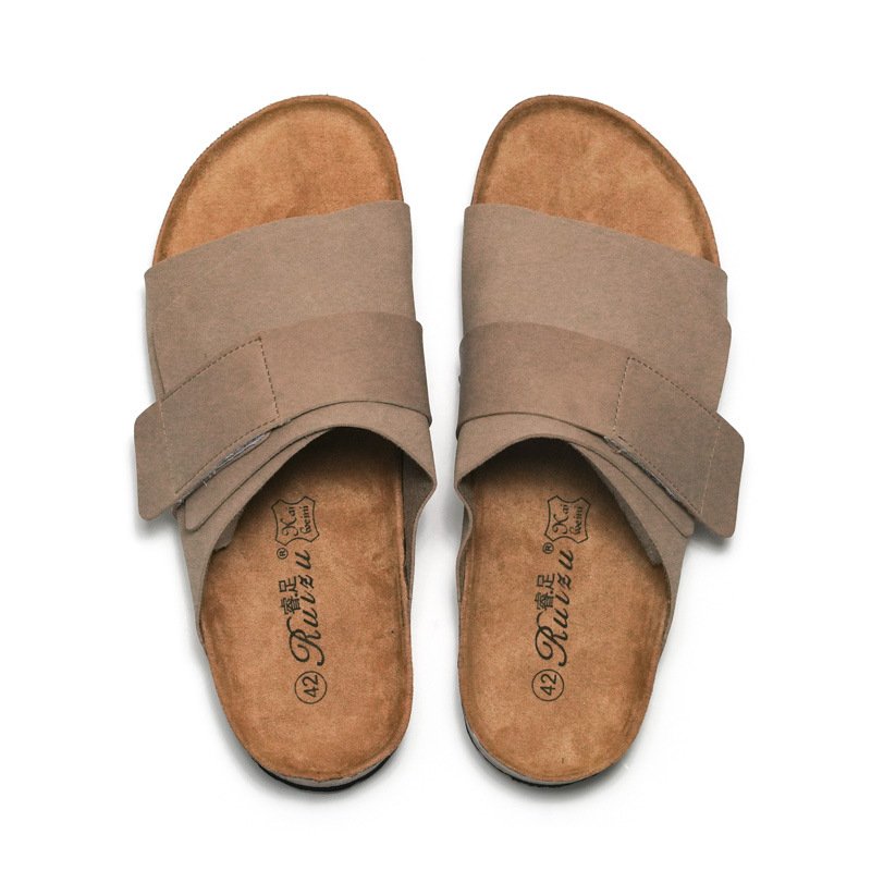 Women's Customized Printing Outdoor Solid color Couple Cork Sandals New Design Anti Slip Women Flat Slide Slippers