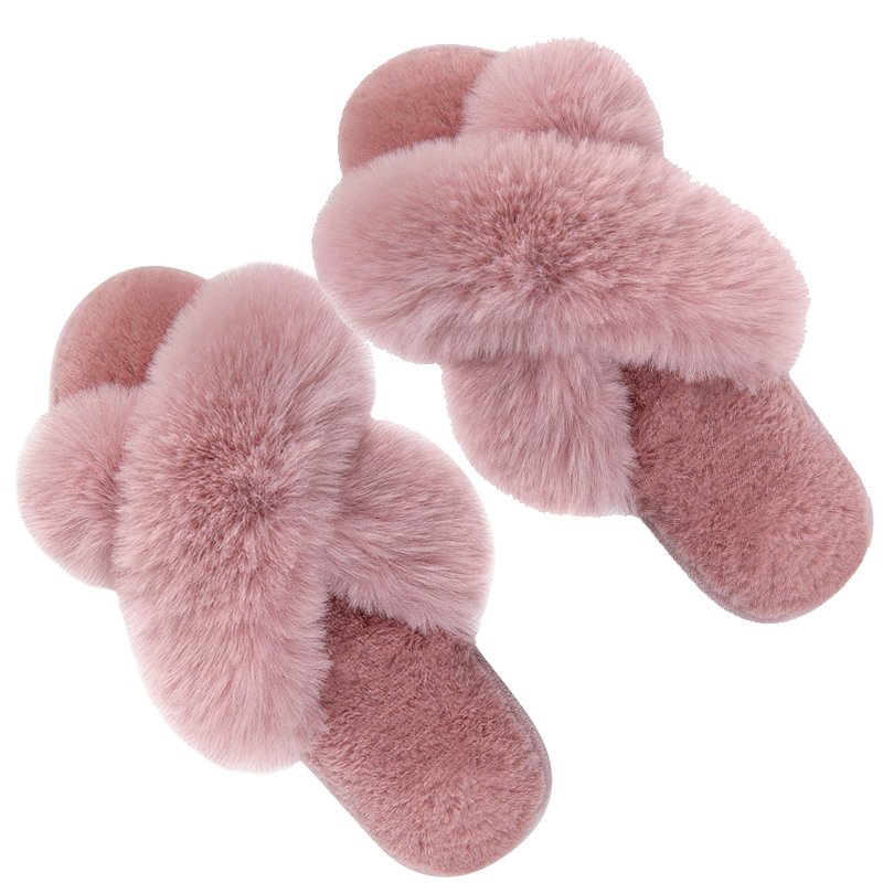 pink slippers Cotton autumn/winter cotton shoes indoor cozy open toe slides