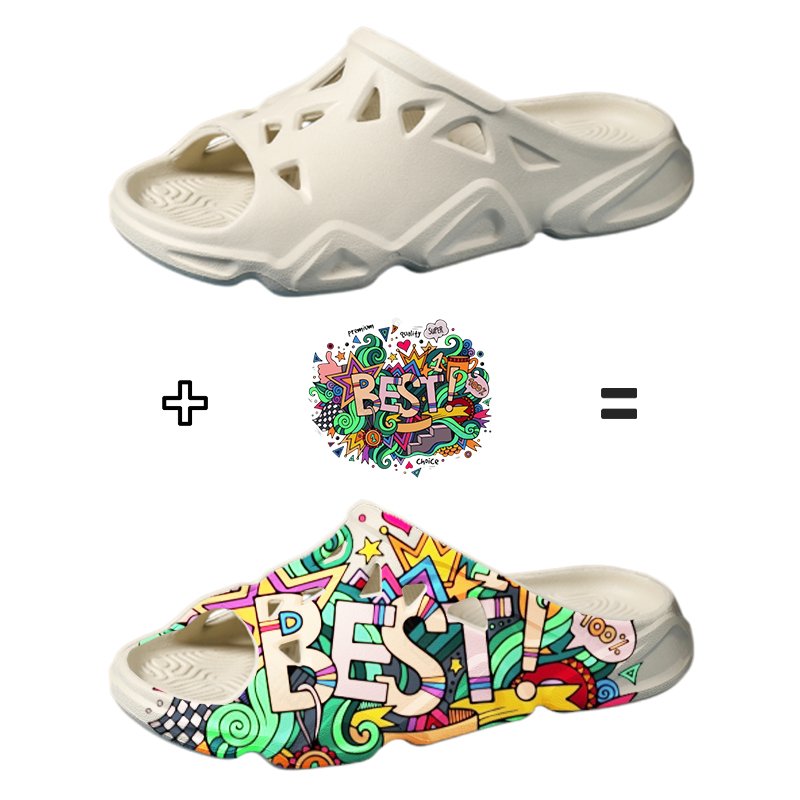 Fashion Outdoor Sliders Sports Full Print Logo Custom Slides Slipper Shoes Unisex Eva Slippers Manufacturers For Men