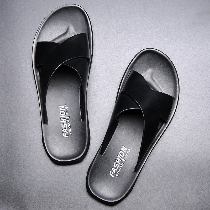 Wholesale hot sale Man Black Suede Sandal Shoes Mens Beach Fashion Casual outdoorMicrofiber Leather Slides Slipper