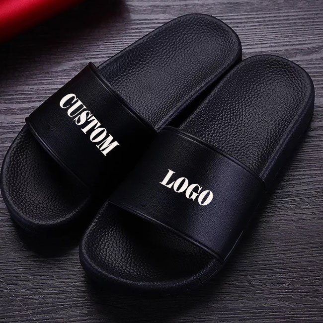 Factory Direct Plain Black Slides Slippers,Nice Embossing Design Mens Slides Slippers,Fashion Mens Slides Sandal Custom Logo