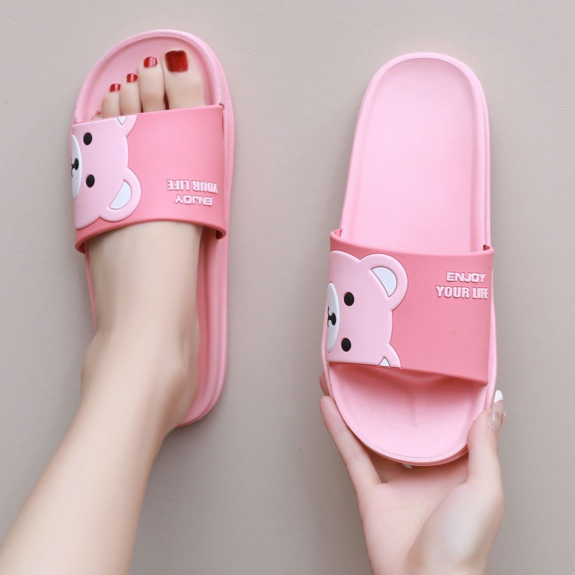 New Summer Cute Cartoon Non-Slip Odor-Resistant Beach Sandals Slides Slippers for Couples Home Bath