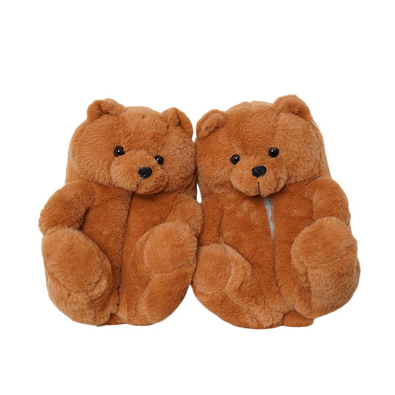 Wholesale fuzzy Teddy bear slippers Plush New Style Slippers House Teddy Bear Slippers for Women Girls