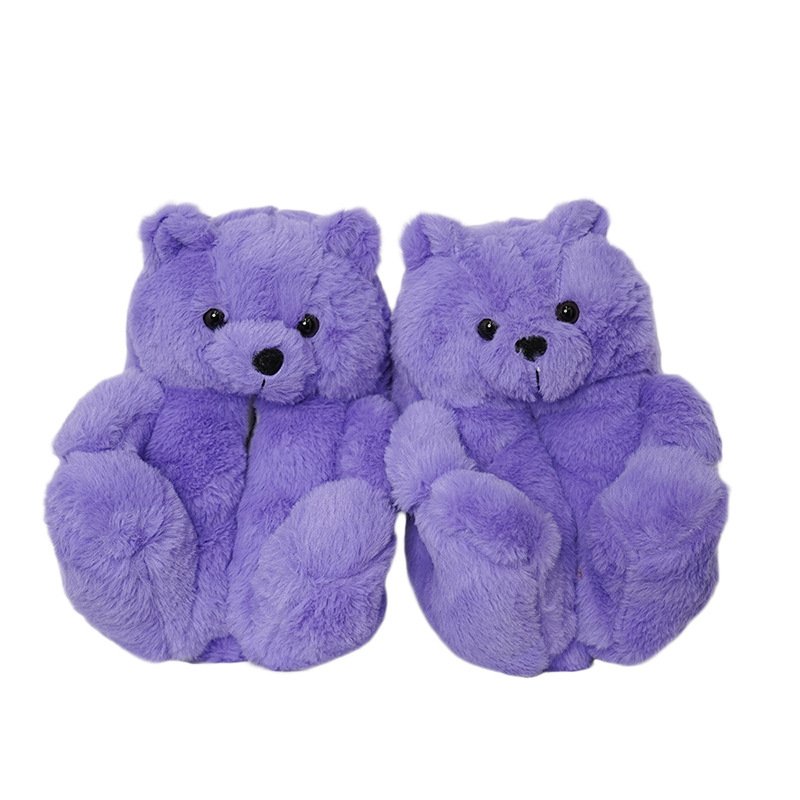 Wholesale fuzzy Teddy bear slippers Plush New Style Slippers House Teddy Bear Slippers for Women Girls