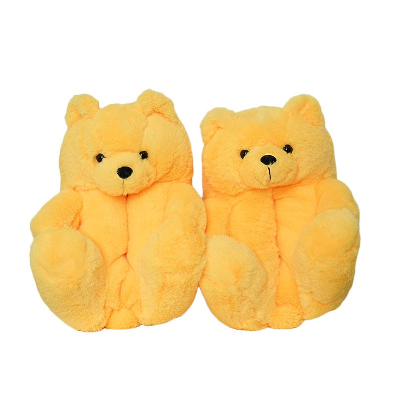 Wholesale fuzzy Teddy bear slippers Plush New Style Slippers House Teddy Bear Slippers for Women Girls