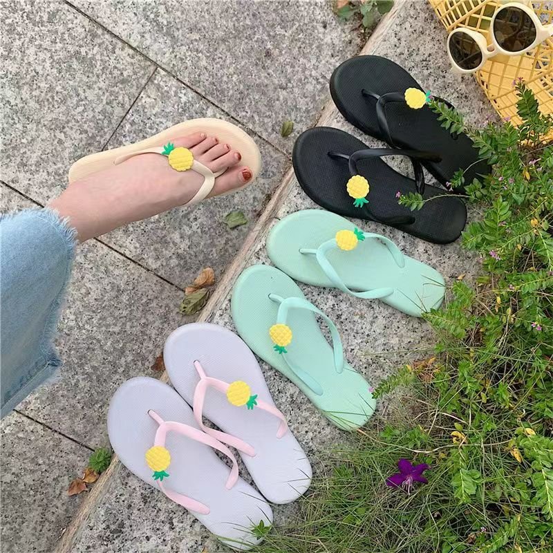 Simple Solid Color Comfortable Slippers Flip Flop Women Summer Casual Non-Slip Couple Flip Flops Breathable Beach