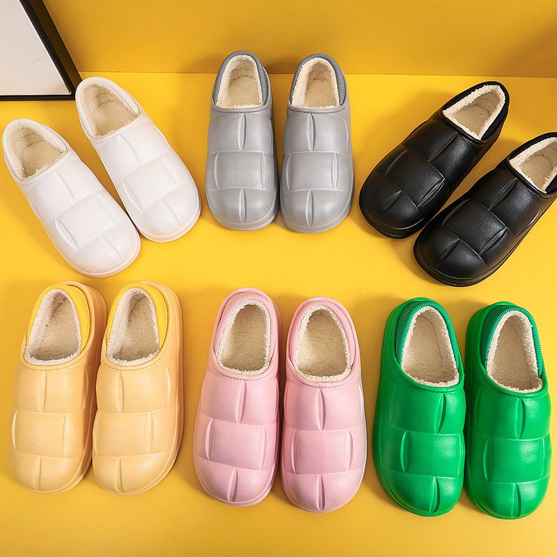 Fashion Bedroom Slippers Thick Bottom Fur Hotel Fluffy Slip Warm Slides House Indoor Solid Color Slides Fluffy Cotton Slippers