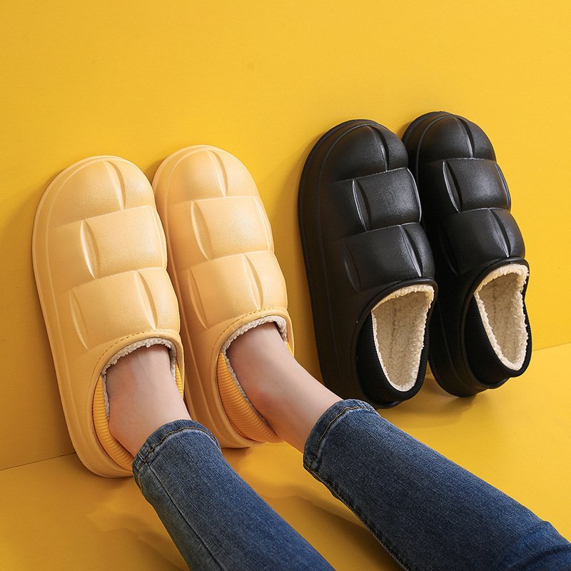 Fashion Bedroom Slippers Thick Bottom Fur Hotel Fluffy Slip Warm Slides House Indoor Solid Color Slides Fluffy Cotton Slippers