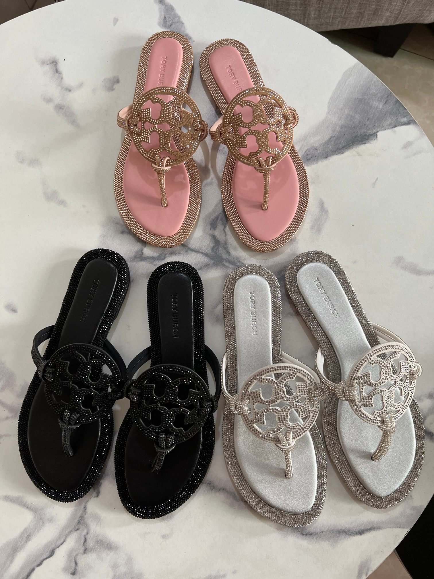 Luxury Brand Ladies leather Jelly TB Sandals Summer Flat Beach Slide Women Flip Flop Sandals