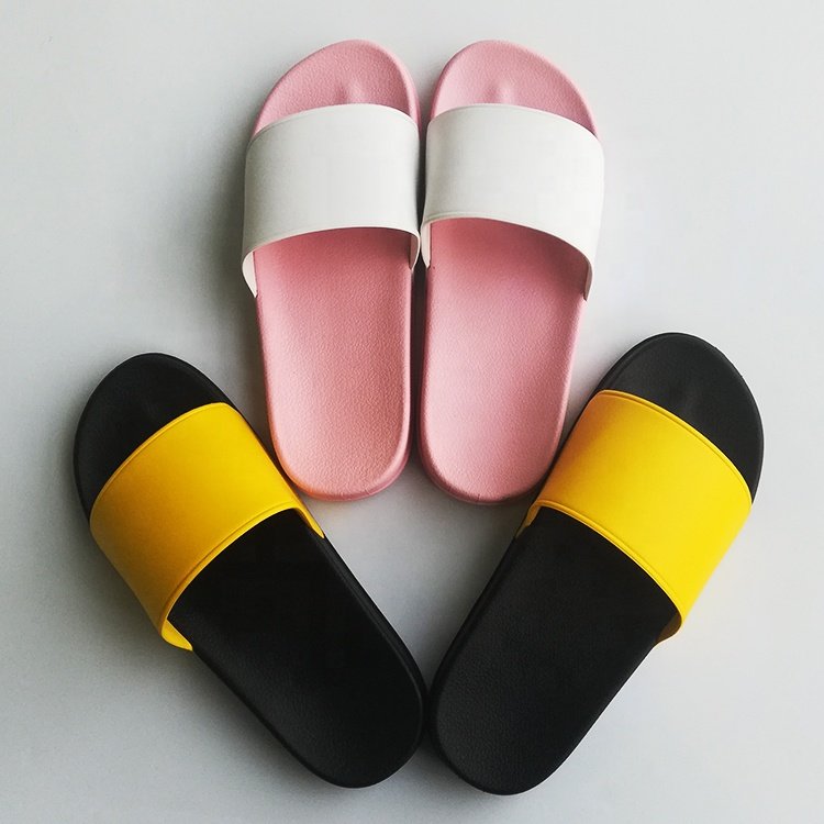 Slides Women Wholesale Pu Slippers For Lady Pu Man Slipper Blank Color PU Foam Slippers Black Flip Flops