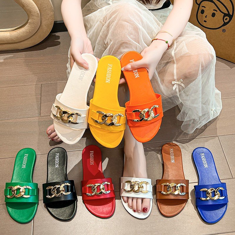 Women Slippers 2024 Summer New Fashion Ladies Slippers Beach Casual Shoes Wholesale Comfortable Women's Flat Slides Slippers