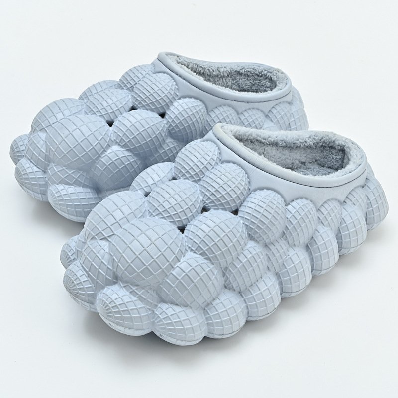Factory Wholesale Winter Warm Massage Men Women Foam Runner Furry Plush Fashion Fur Slippers Bubble Slides With Fur And Charms