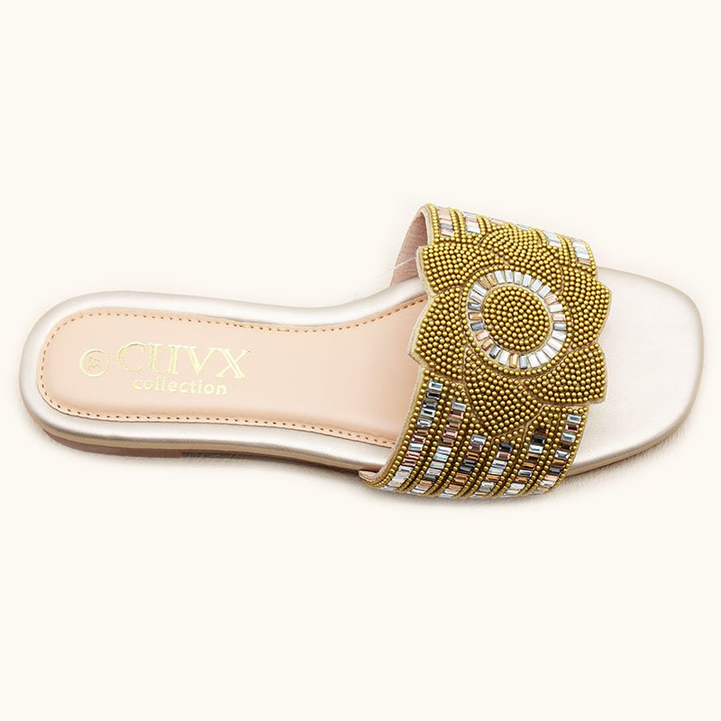 2024 Fashion design diamond decorative women's casual slippers open toe flat shoes non-slip wear-resistant handmade shoes