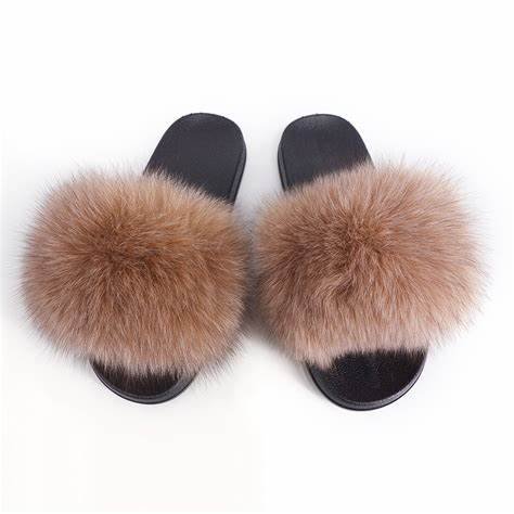 custom raccoon fox faux fur slide sandals Custom Women Fashion Fur Slides