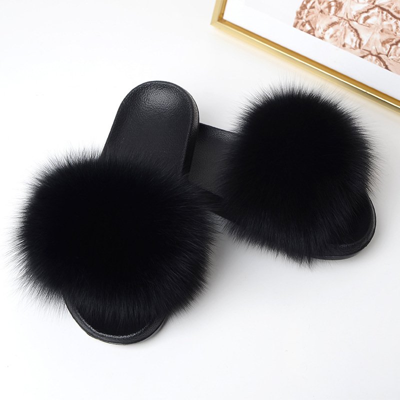 custom raccoon fox faux fur slide sandals Custom Women Fashion Fur Slides