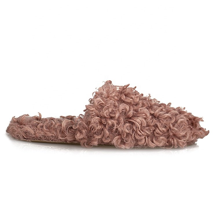 High Quality Customized Women's Faux Fur Slippers Fashion Soft Indoor Summer Slippers with Warm Anti-Slippery Rubber Insole