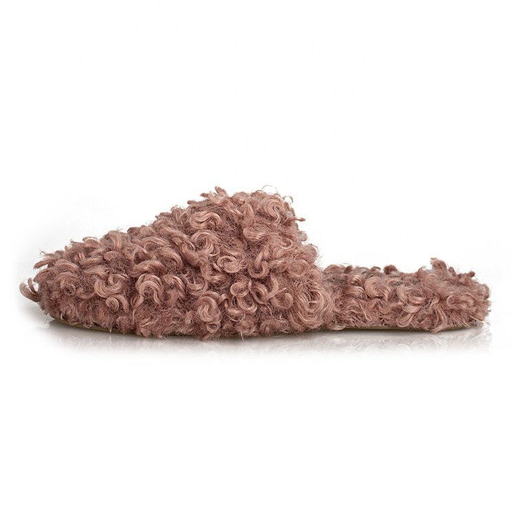 High Quality Customized Women's Faux Fur Slippers Fashion Soft Indoor Summer Slippers with Warm Anti-Slippery Rubber Insole