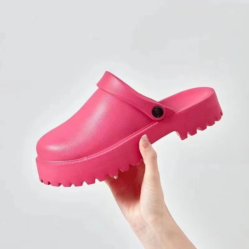 Trendy Zapatos De Mujer Eva Muffin Women Close Toe Casual Slide Slipper Round Toe Platform Wedge Sandal For Women Lady