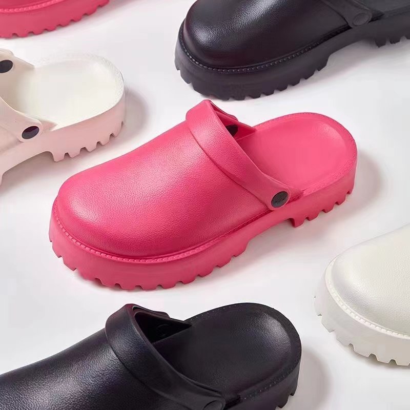 Trendy Zapatos De Mujer Eva Muffin Women Close Toe Casual Slide Slipper Round Toe Platform Wedge Sandal For Women Lady