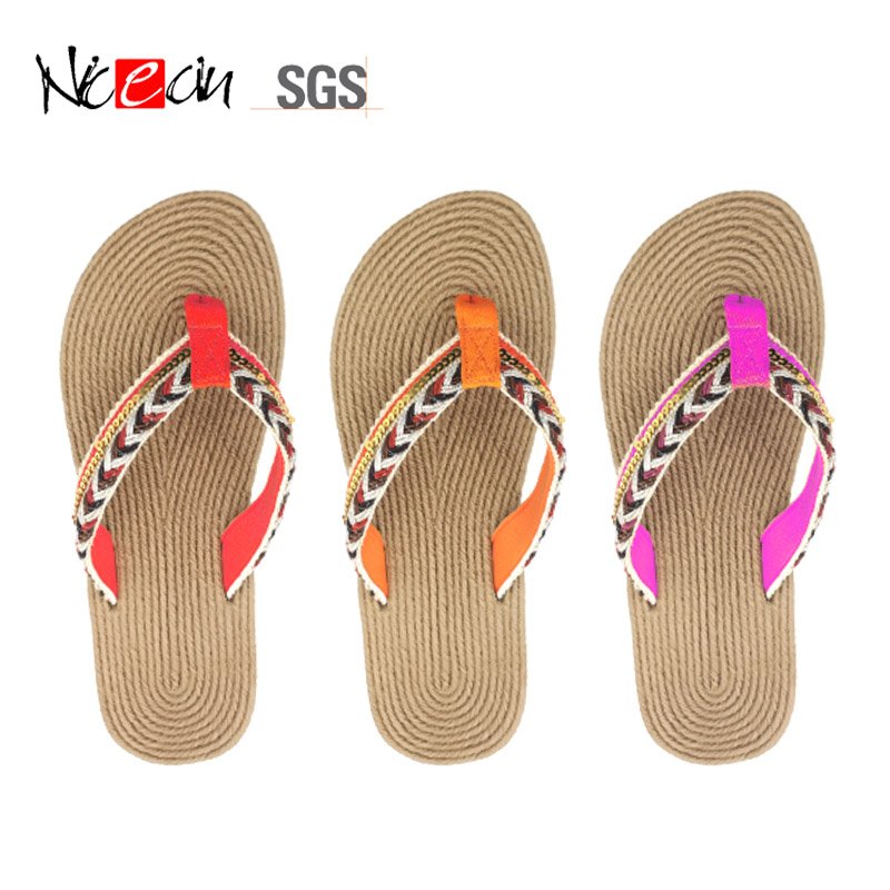 2020 Latest Design Casual Hemp EVA Sandal Women Beach Japan Style Custom Logo Slipper Slide Soft Rubber Flip Flops