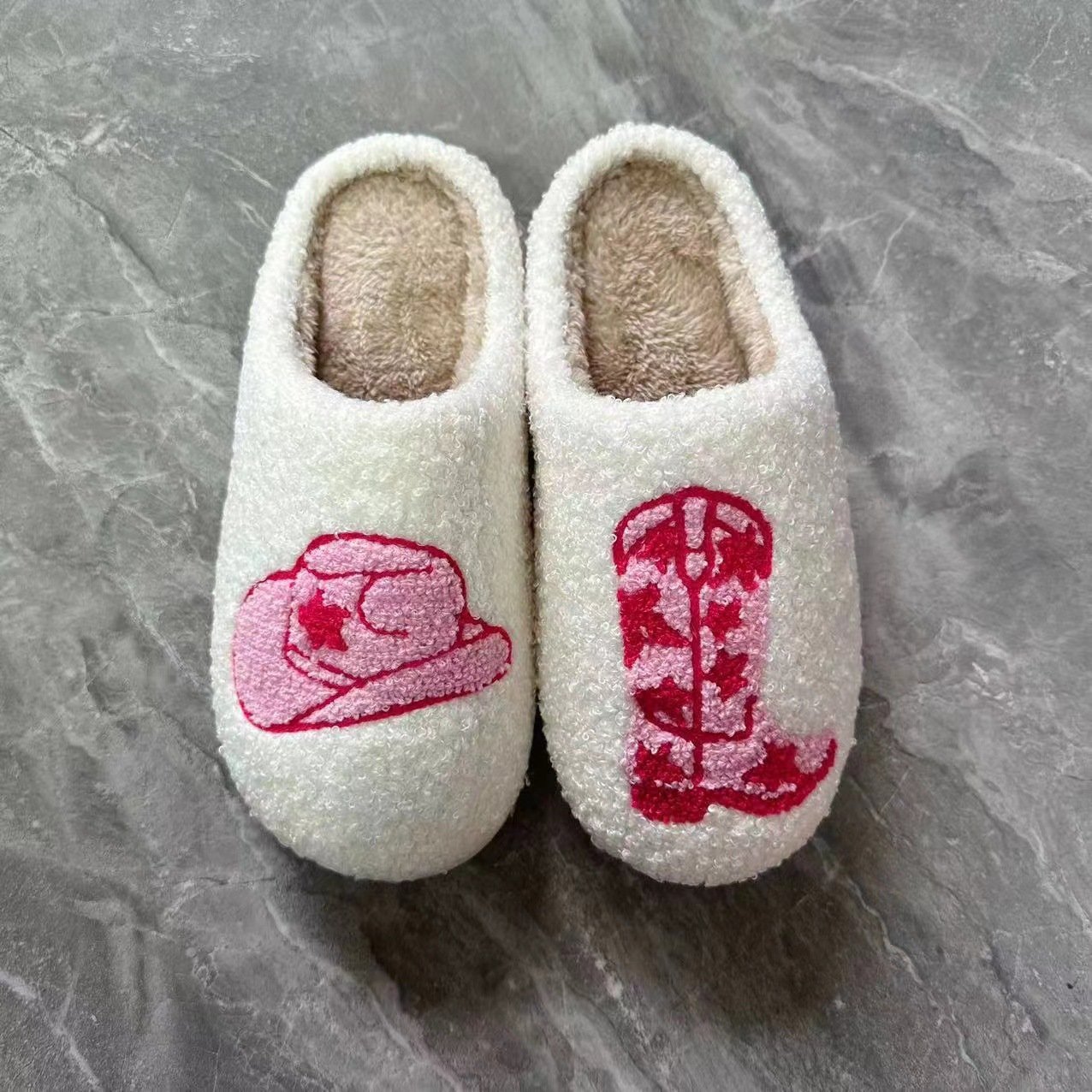 2023 Hot cowboy and boot plush Slippers winter slides Boots Women's slippers